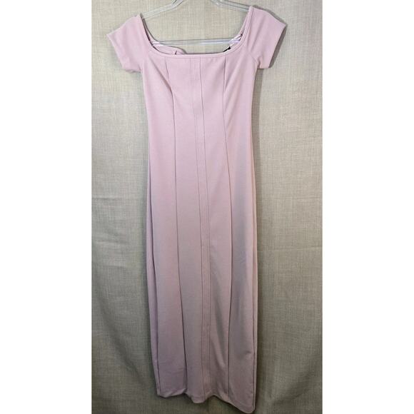 Zara Top Stitched Off the Shoulder‎ Fitted Pink Midi Dress Size Small NWT Classy - Picture 1 of 6